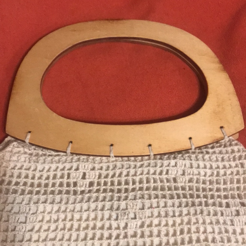 VINTAGE MACRAME BAG W/ wooden handles. MAKE IT YOUR OWN!!!! - Picture 3 of 5